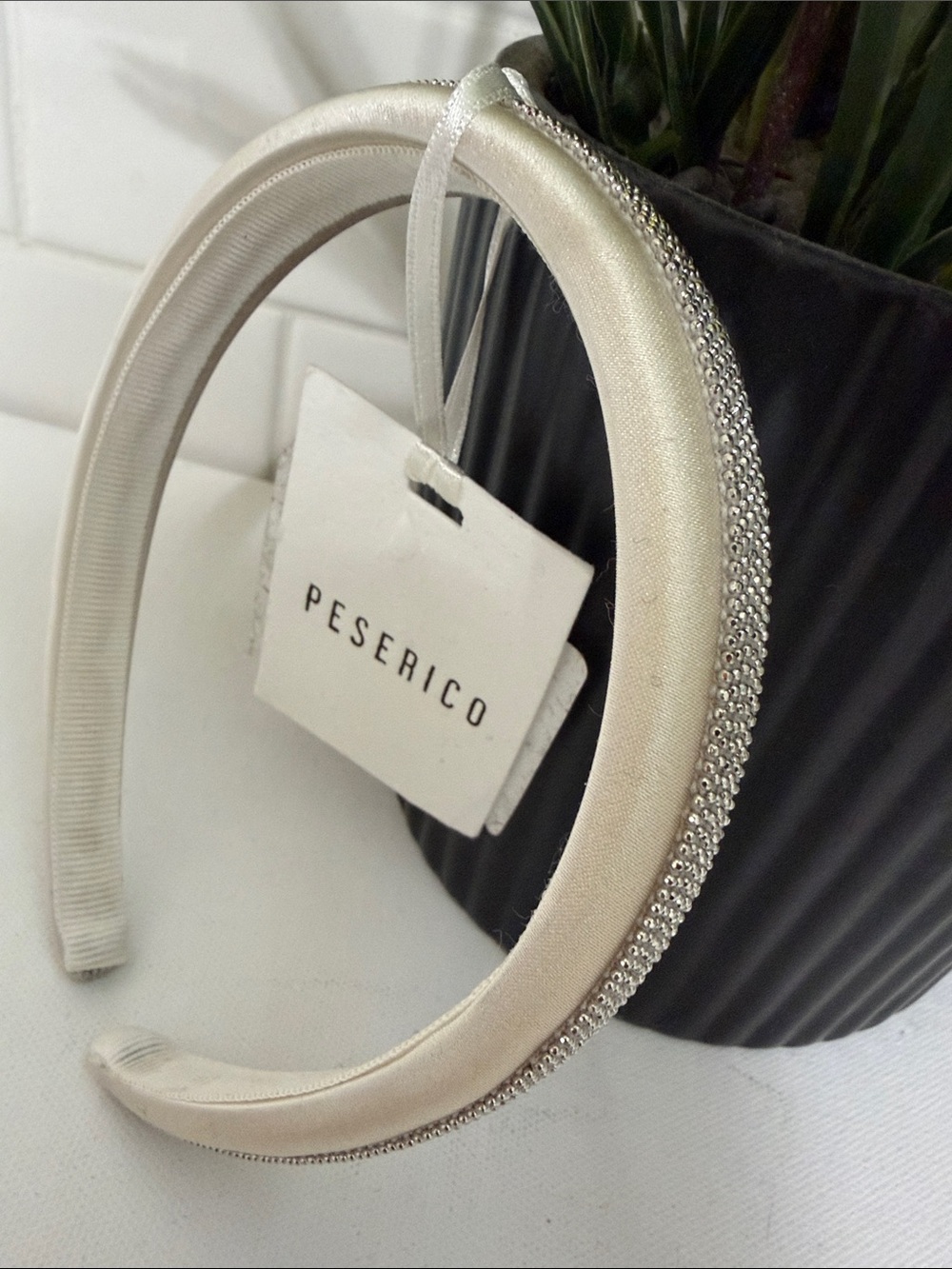 Peserico Headband . Excellent new condition with Tag . Ivory and crystal